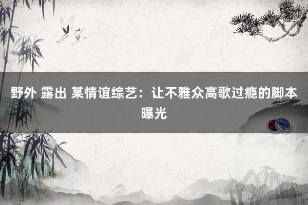 野外 露出 某情谊综艺：让不雅众高歌过瘾的脚本曝光