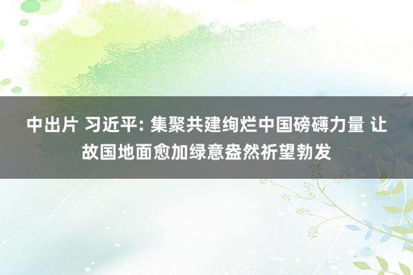 中出片 习近平: 集聚共建绚烂中国磅礴力量 让故国地面愈加绿意盎然祈望勃发