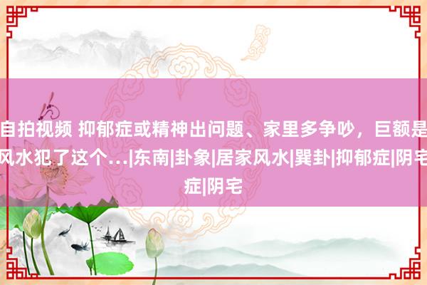 自拍视频 抑郁症或精神出问题、家里多争吵，巨额是风水犯了这个…|东南|卦象|居家风水|巽卦|抑郁症|阴宅